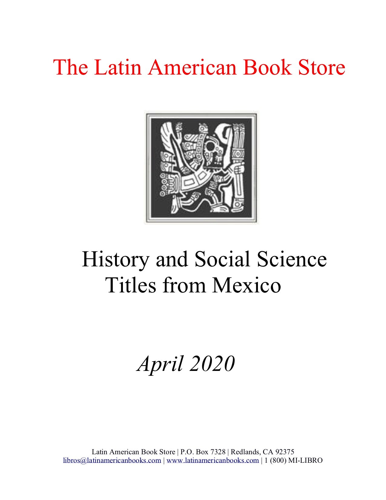 Mexican History and Social Sciences Titles -- April 2020